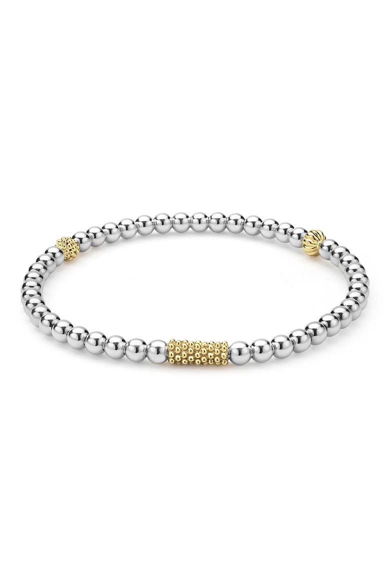 Two-Tone Caviar Icon Stretch Bracelet, Main, color, SILVER/ GOLD