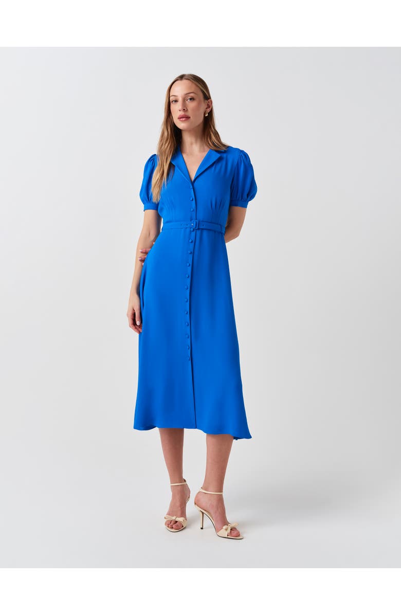 Ghost London Phoebe Crepe Collared Button Down Dress, Alternate, color, Blue