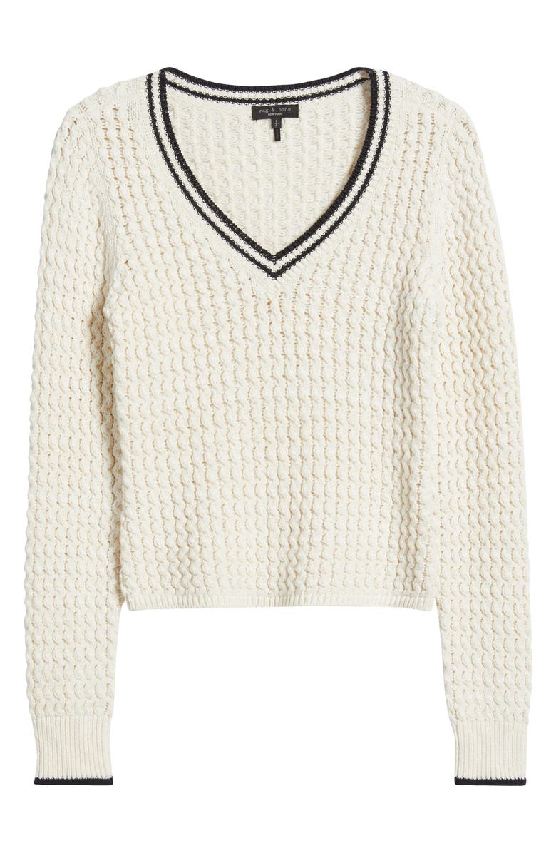 rag & bone Daria Textured Cotton Blend Sweater, Alternate, color, Marsh