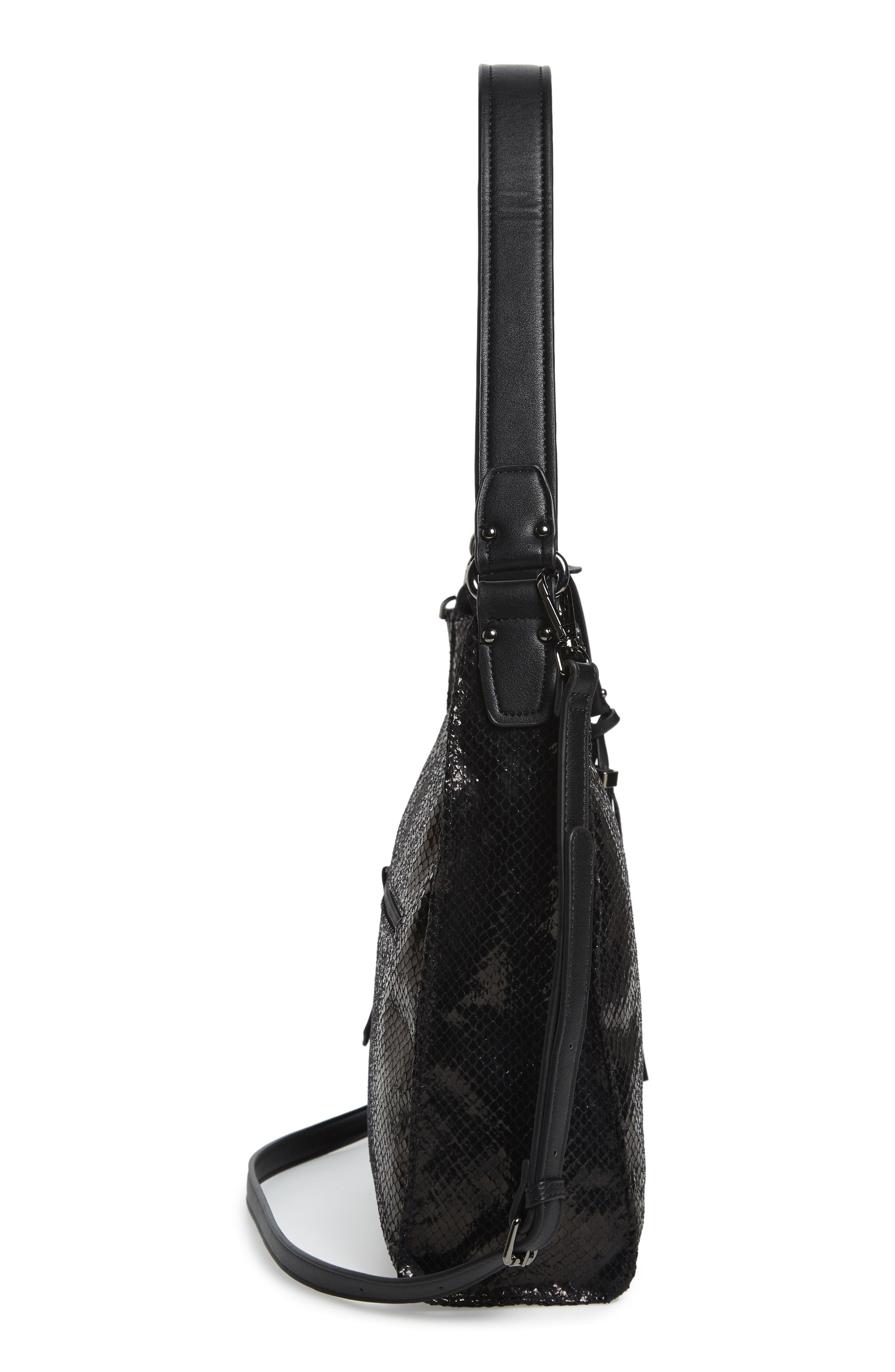 Sondra Roberts Snake Embossed Faux Leather Hobo, Alternate, color, 