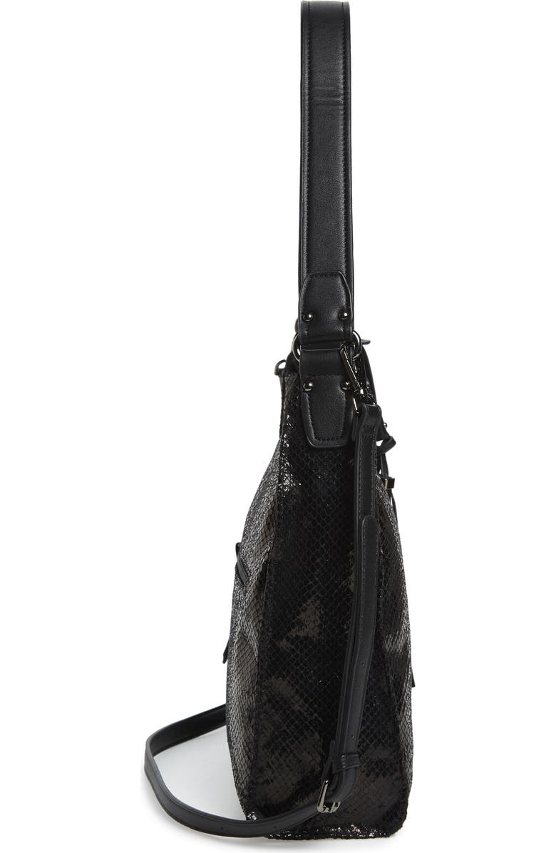 Sondra Roberts Snake Embossed Faux Leather Hobo, Alternate, color,