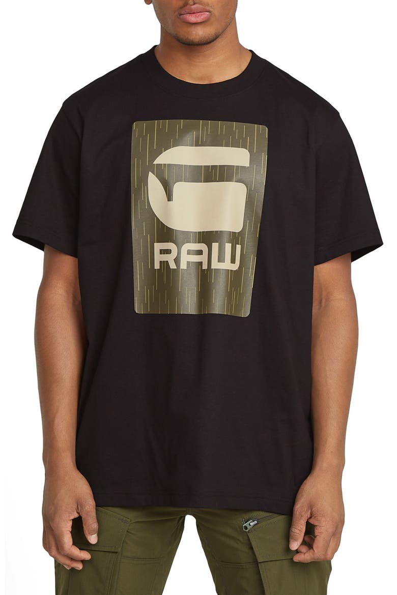 Burger Box Rain Loose Organic Cotton Graphic T-Shirt, Main, color, DARK BLACK