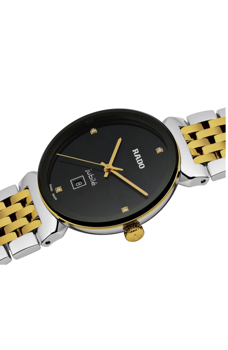 RADO Florence Diamond Bracelet Watch, 30mm, Alternate, color, Silver / Gold