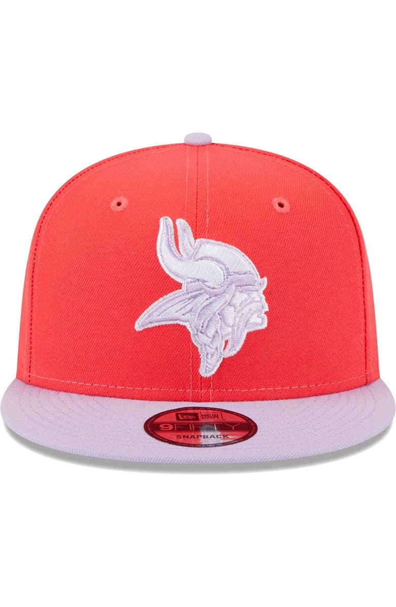 New Era Men's New Era Red/Lavender Minnesota Vikings Two-Tone Color Pack 9FIFTY Snapback Hat, Alternate, color, 