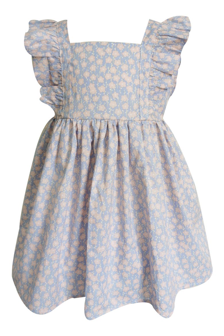 Kids' Floral Cotton Pinafore Dress, Main, color, BLUE