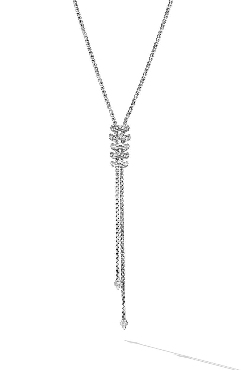 David Yurman Stax Zig Zag Diamond Y Necklace, Main, color,