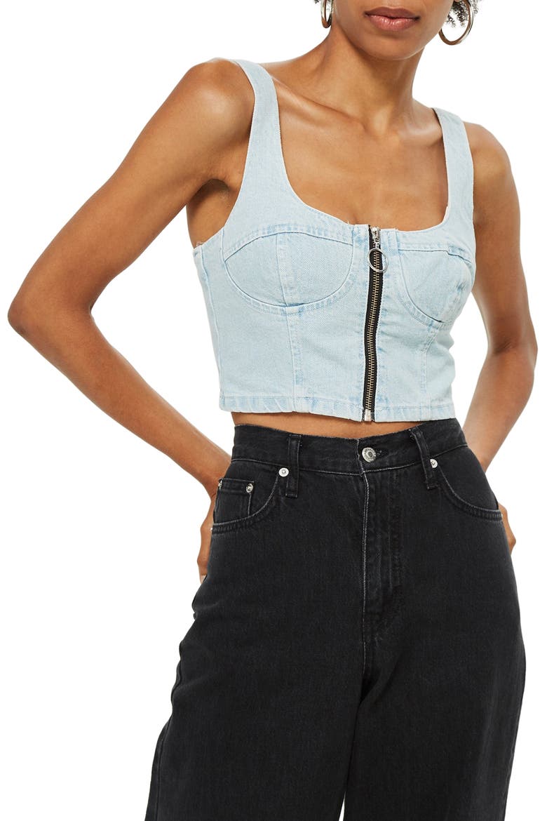 Denim Bustier, Main, color, LIGHT DENIM