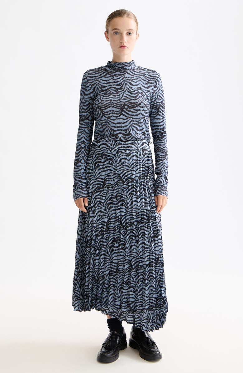 Scotch & Soda Print Mock Neck Top, Alternate, color, Feather Blue