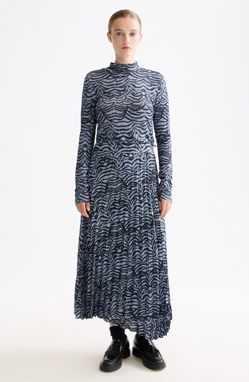 Scotch & Soda Print Mock Neck Top In Blue