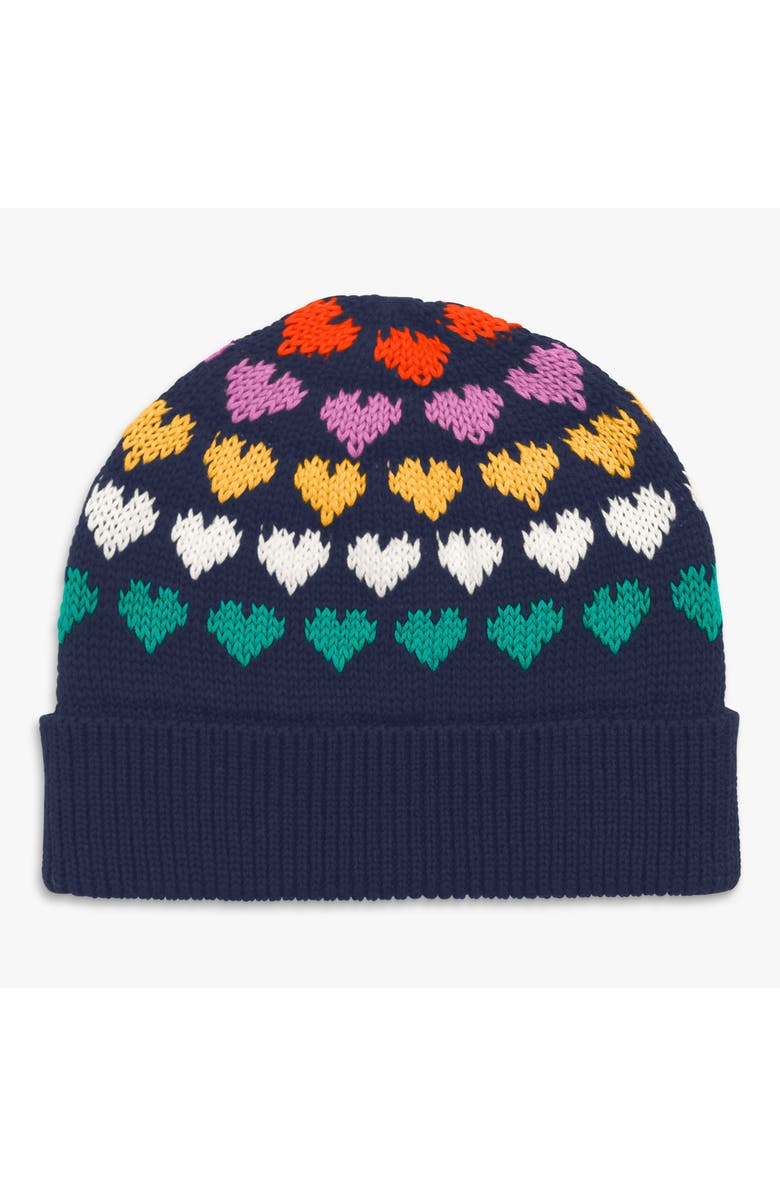 Primary Baby Rainbow Hearts Beanie, Main, color, Navy Rainbow Hearts