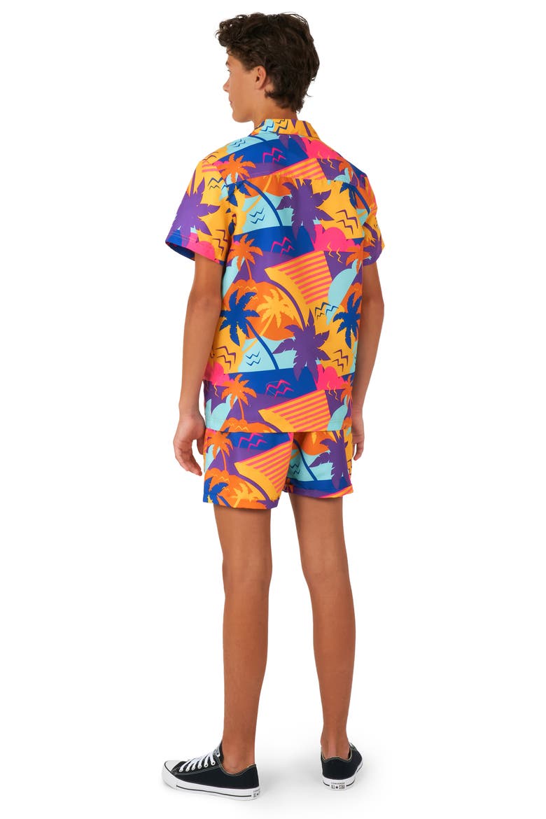 Kids' Palm Power Camp Shirt & Shorts Set, Alternate, color, MISCELLANEOUS