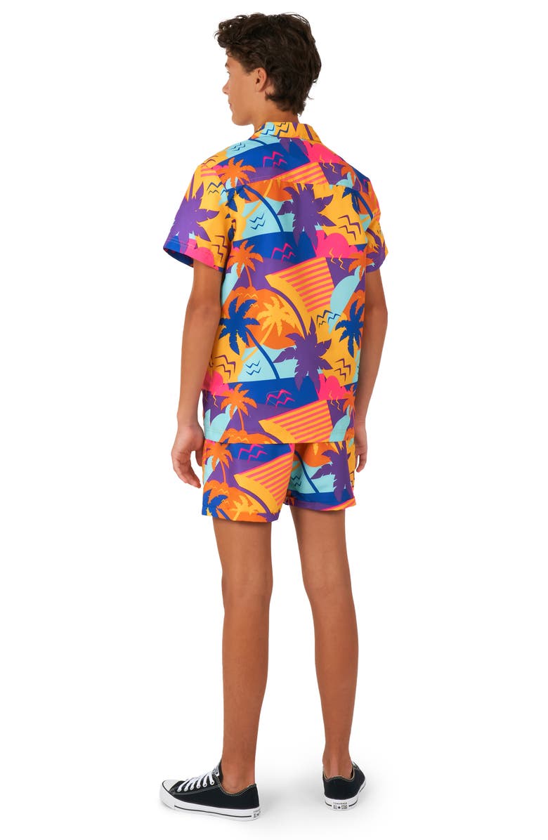 OppoSuits Kids' Palm Power Camp Shirt & Shorts Set, Alternate, color, Miscellaneous