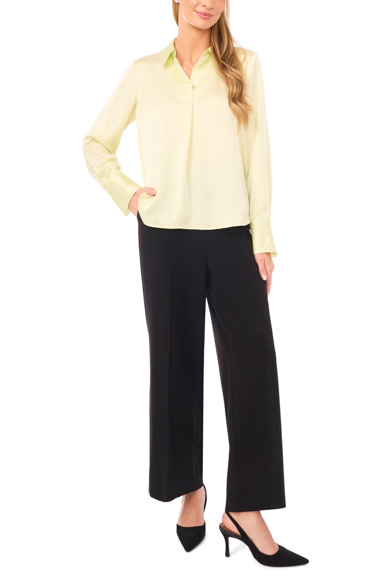 Halogen<sup>®</sup> Collared Charmeuse Popover Top, Alternate, color, White Jade