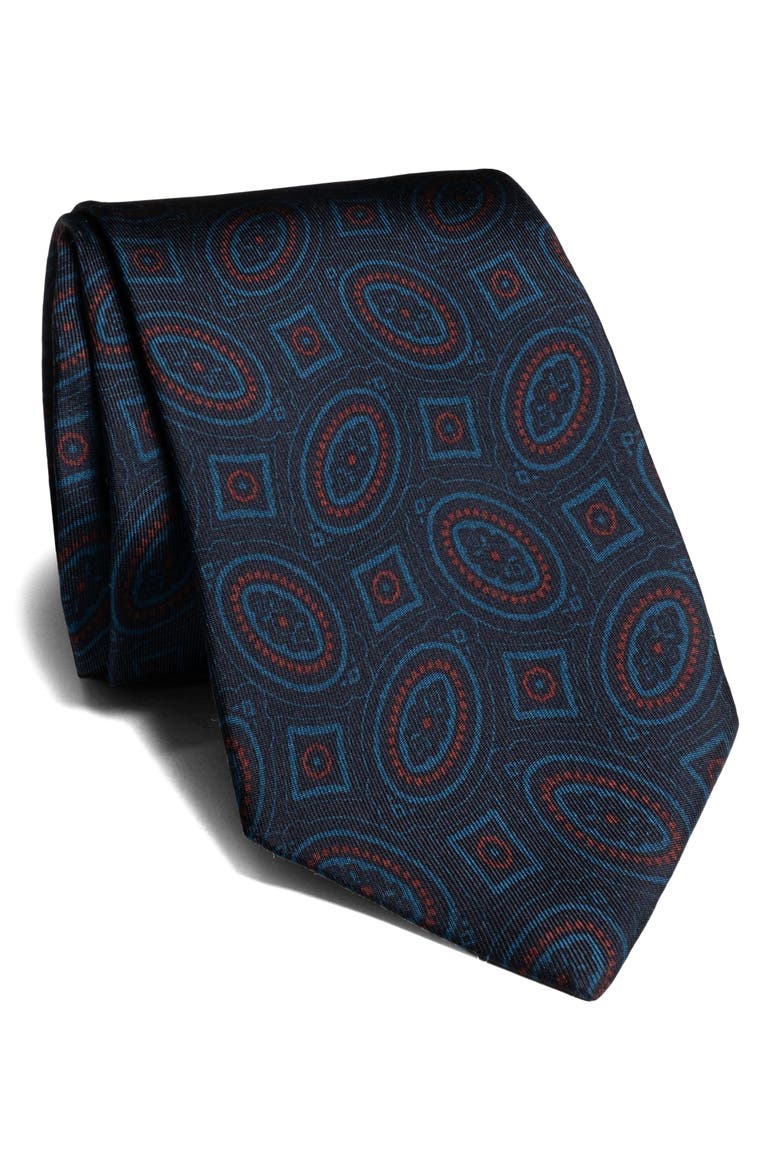 Copps Geometric Silk Tie, Main, color, MARINE BLUE
