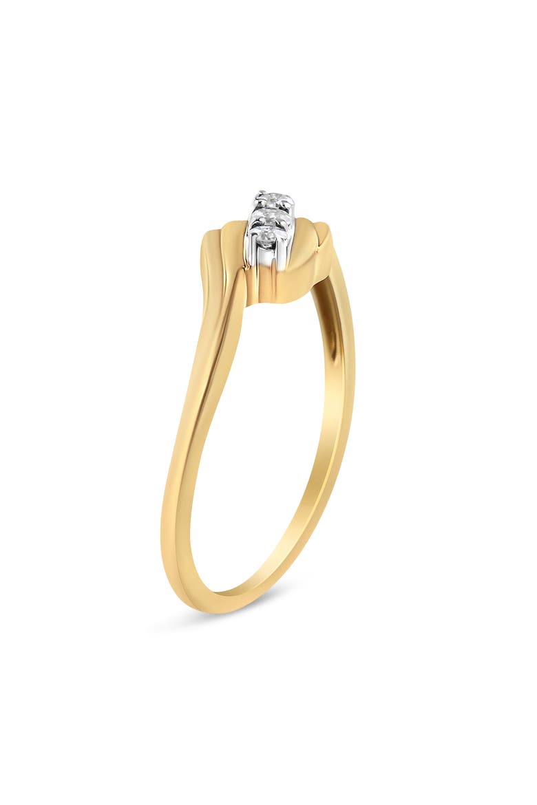 10K Yellow Gold over Silver 1/10 Cttw Diamond Three-Stone Bypass Ring, Alternate, color, Yellow Gold over Silver