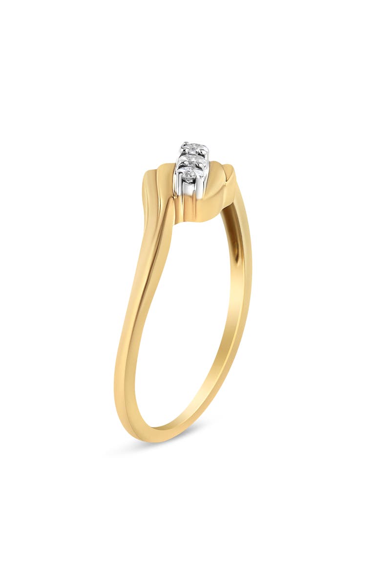 Haus of Brilliance 10K Yellow Gold over Silver 1/10 Cttw Diamond Three-Stone Bypass Ring, Alternate, color, Yellow Gold Over Silver