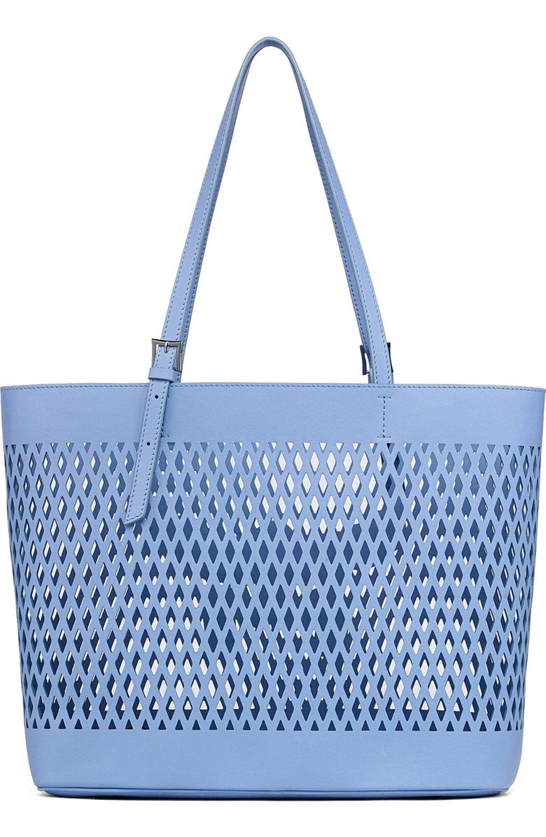 MCM Medium Himmel Shopper in Perforated Calfskin Leather, Alternate, color, Della Robbia Blue