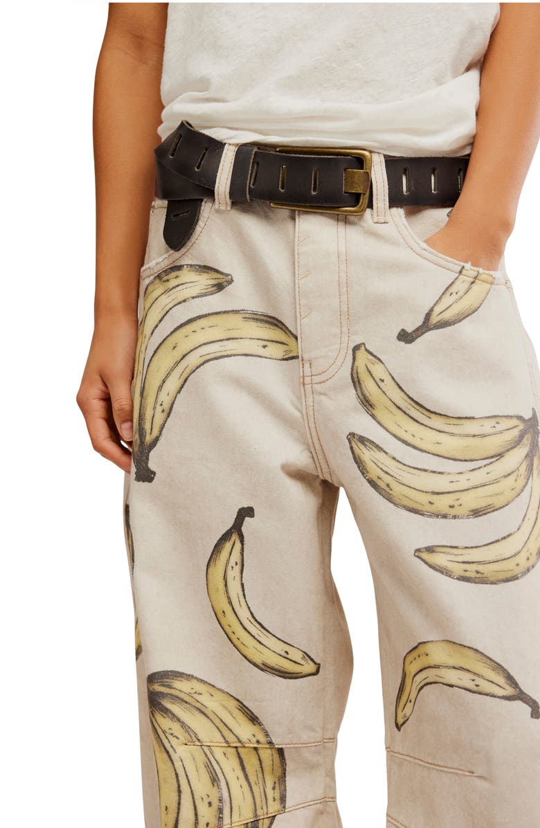 Free People Good Luck Floral Print Barrel Jeans, Alternate, color, 