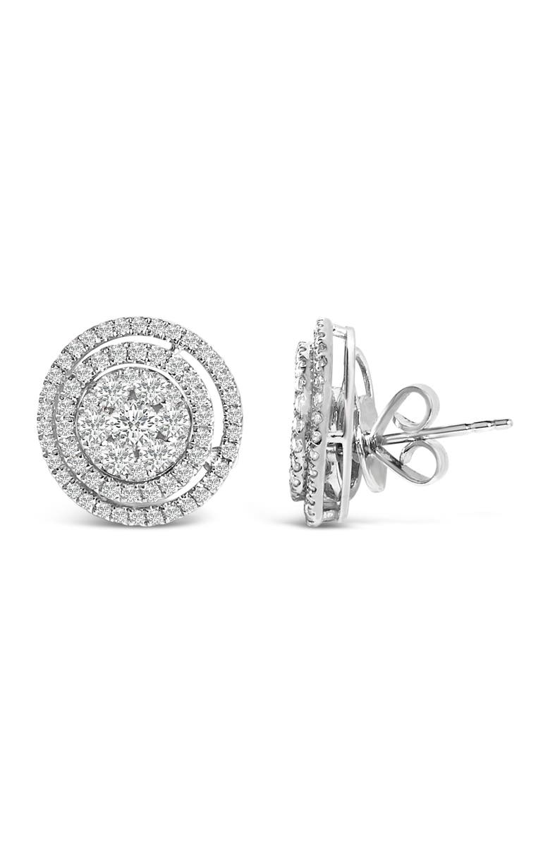Haus of Brilliance 14K Gold 1 3/8 Cttw Diamond Cluster and Double Halo Stud Earring, Alternate, color, White