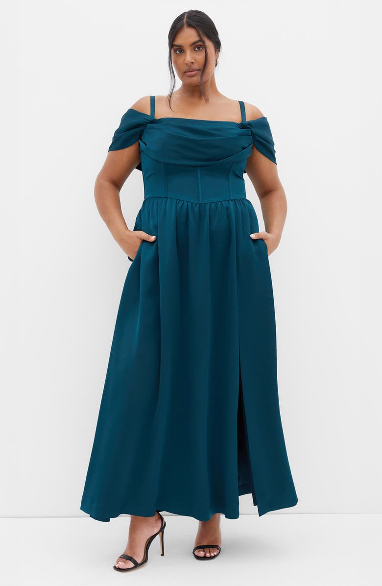 City Chic Angel Love Corset Maxi Dress, Alternate, color, Emerald