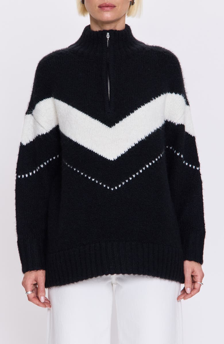 Pistola Arden Chevron Stripe Quarter Zip Sweater, Main, color, Black Vanilla Ice