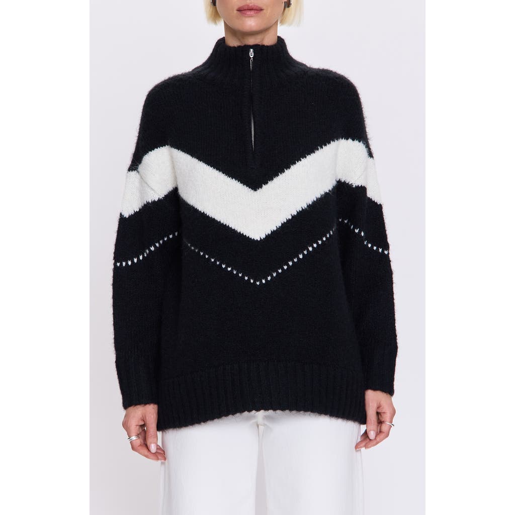 Pistola Arden Chevron Stripe Quarter Zip Sweater In Black