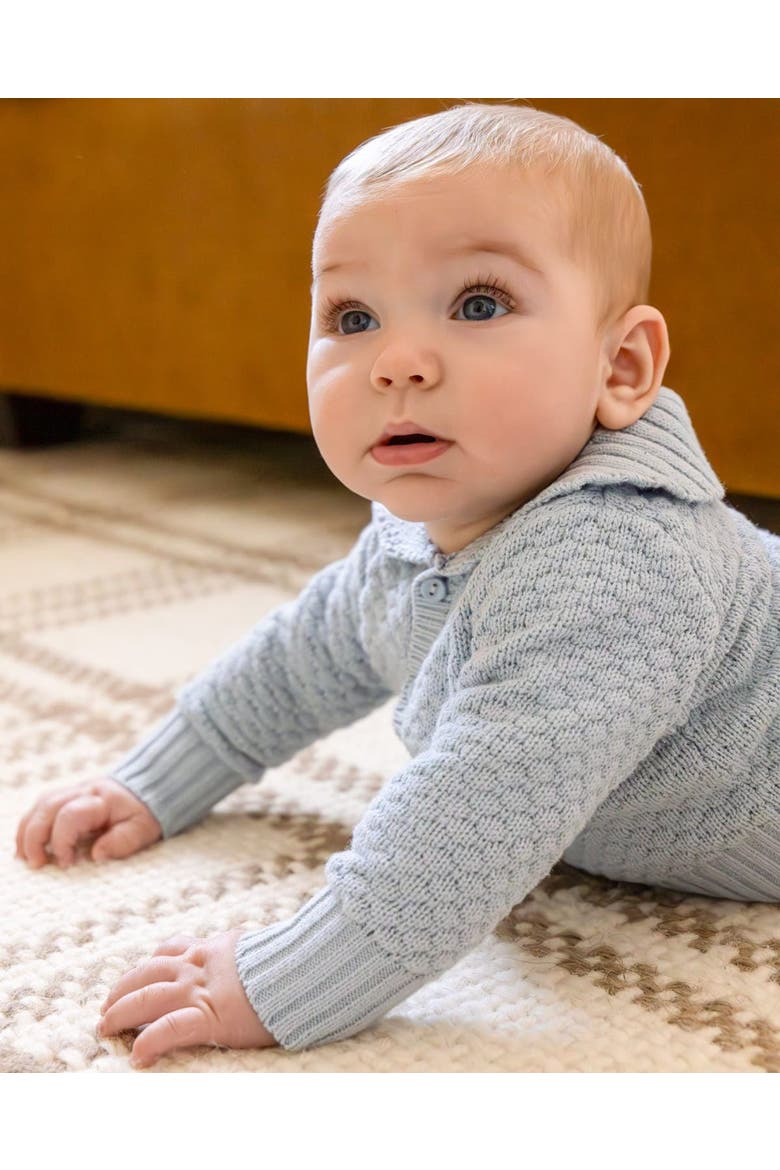 Infant Cotton Knit Cardigan Set, Alternate, color, Baby Blue