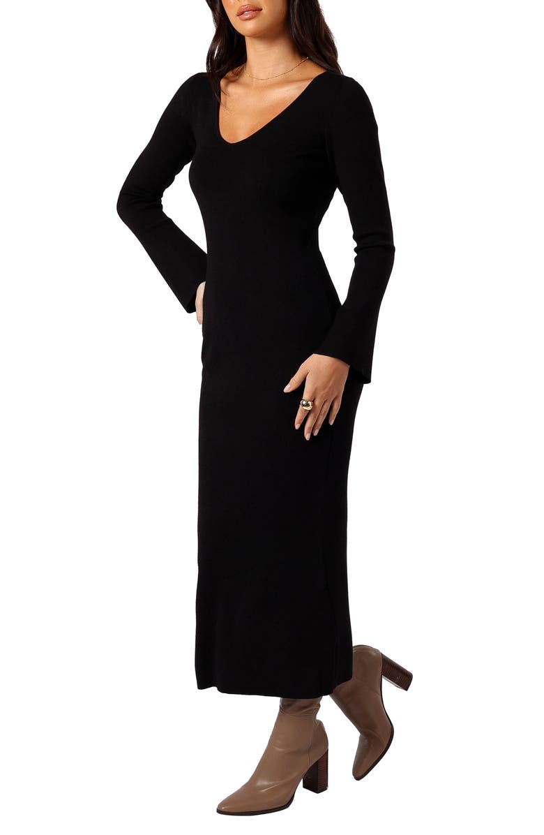 Petal & Pup Lina V-Neck Long Sleeve Midi Sweater Dress, Alternate, color, 