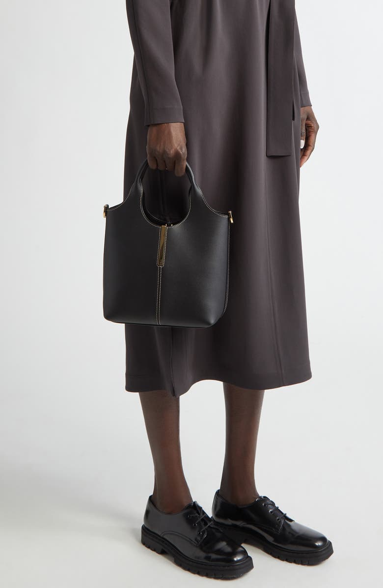 Tod
s Mini Leather Shopping Bag Tote, Alternate, color, Nero