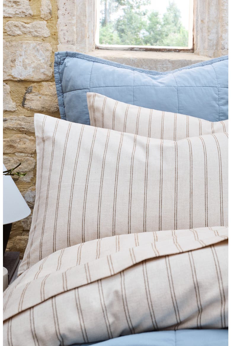 Flannel Stripe Brushed Cotton Pillow Sham Pairs, Alternate, color, Oat