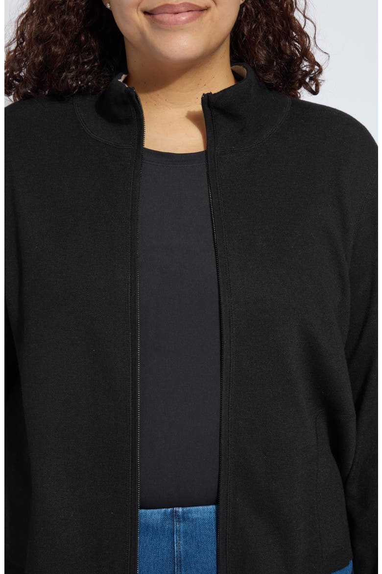 Reversible Zip Up Cardigan, Alternate, color, BLACK