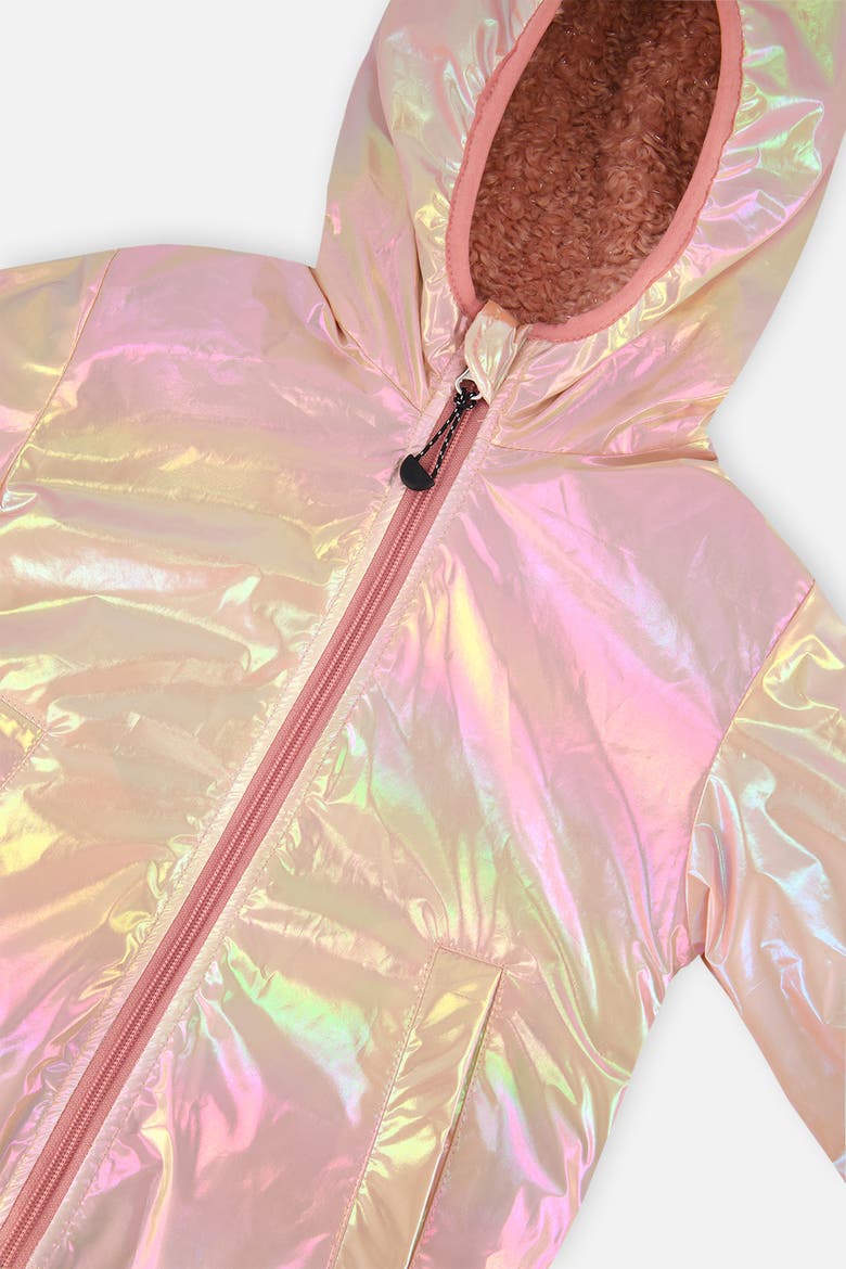 Fleece Reversible Mid-Season Hooded Jacket, Alternate, color, Pink