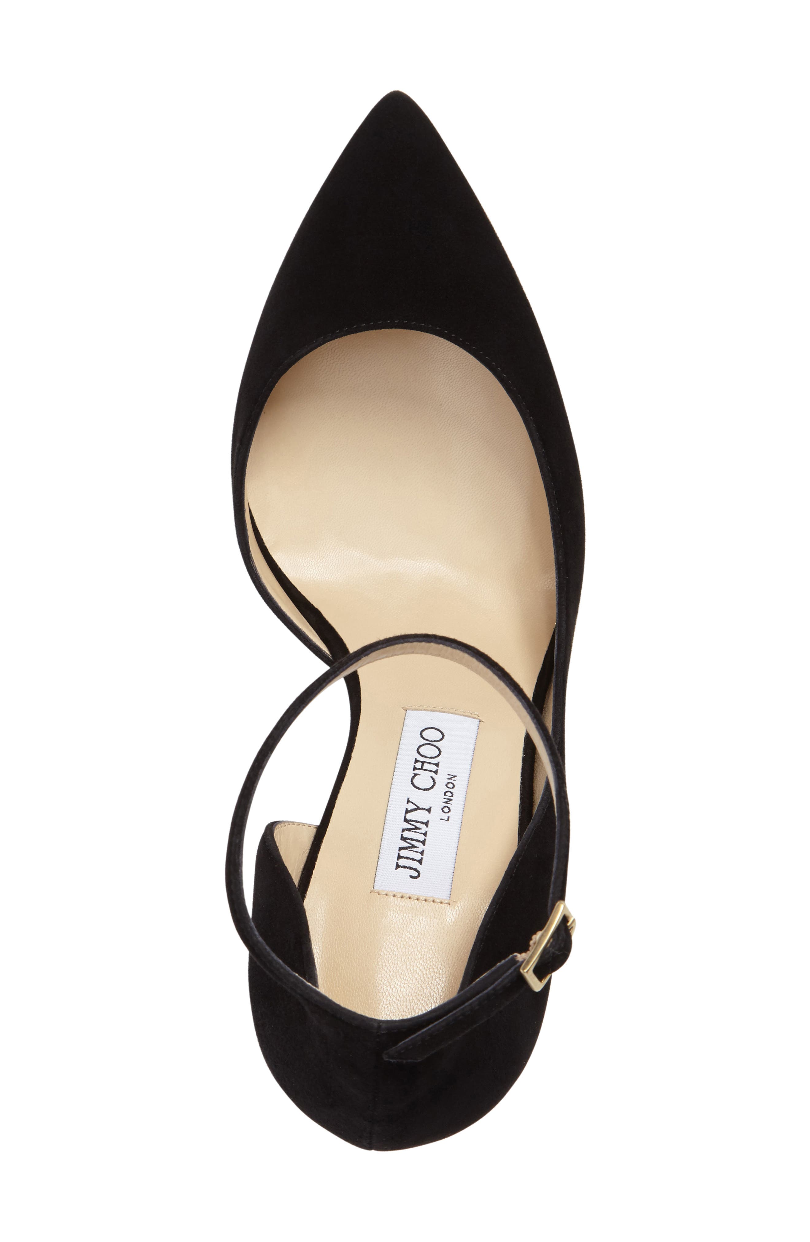 'Lucy' Half d'Orsay Pointy Toe Pump, Alternate, color, BLACK SUEDE