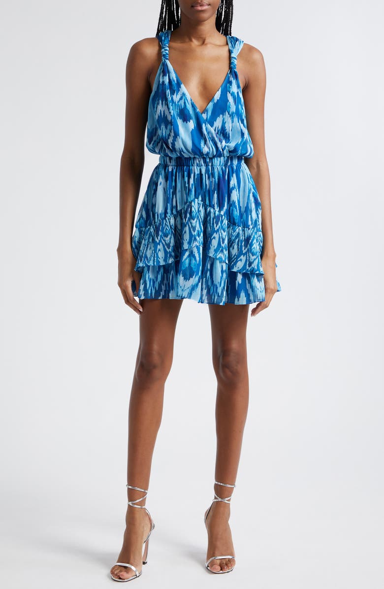 Ramy Brook Harmoni Print Sleeveless Minidress, Main, color, Laguna Blue Taza Ikat Print