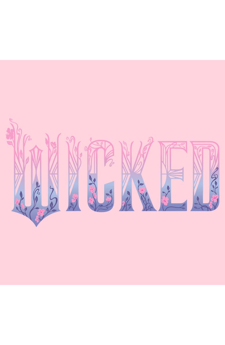Wicked: For Good Junior's Wicked For Good Floral Pink and Purple Logo  Graphic T-Shirt, Alternate, color, Light Pink