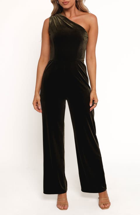 Xita Velvet One-Shoulder Jumpsuit