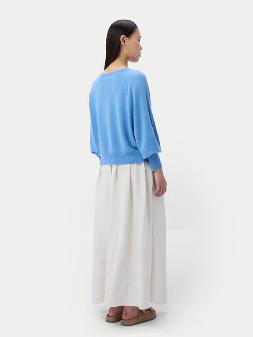 Gobi Mongolian Cashmere Silk Cashmere Crew Neck Top In Blue