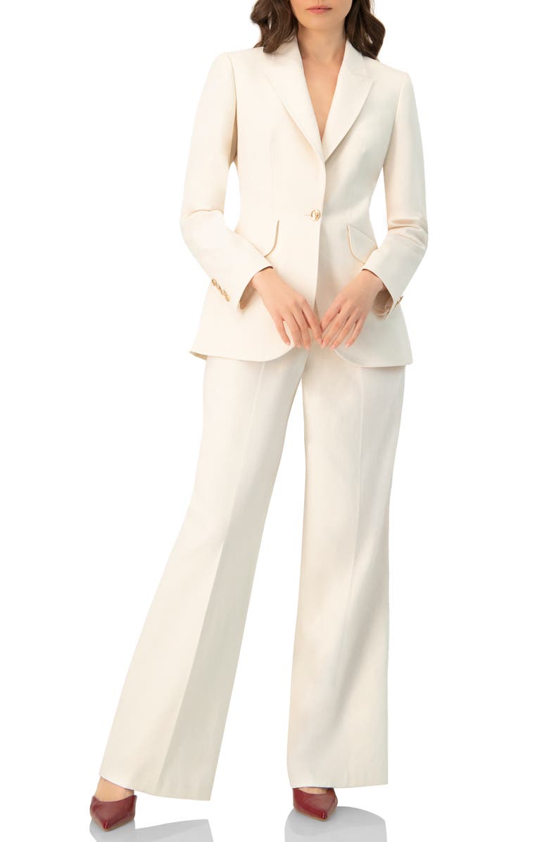 IVONNE Single-Breasted Blazer with Golden Button, Alternate, color, Ivory