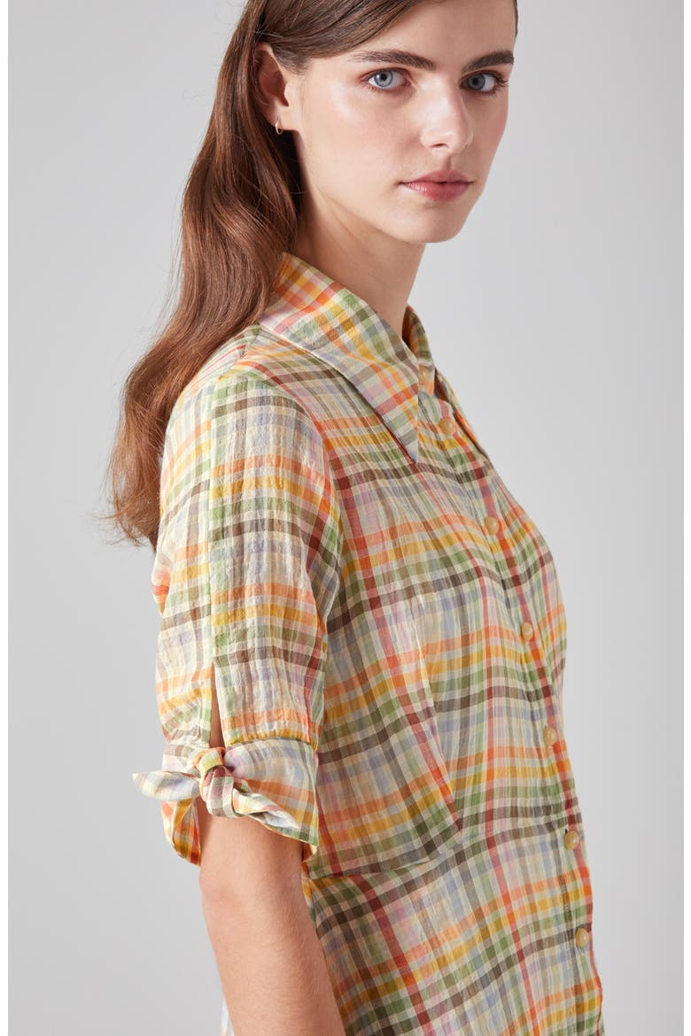Saffron Midi Seersucker Shirtdress, Alternate, color, BLUE MULTI