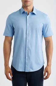 Bugatchi Miles OoohCotton® Solid Short Sleeve Button-Up Shirt