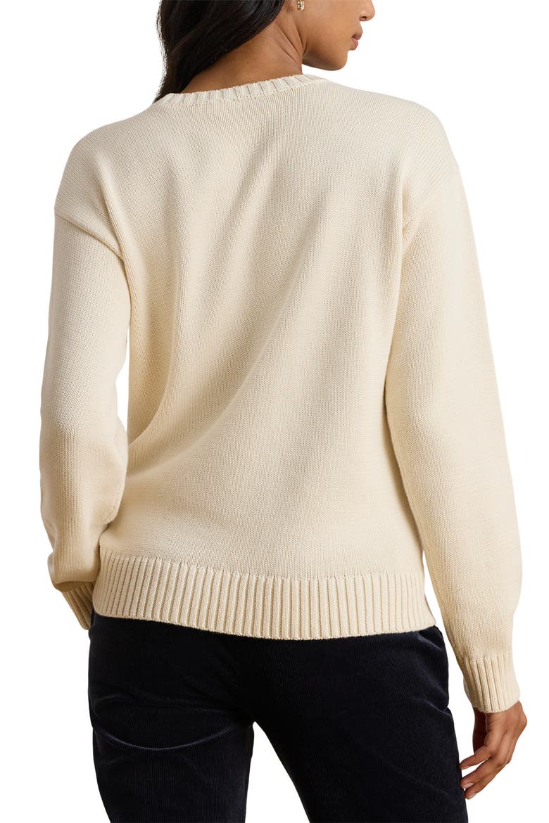 Intarsia Golden Retriever Cotton Sweater, Alternate, color, MASCARPONE CREAM