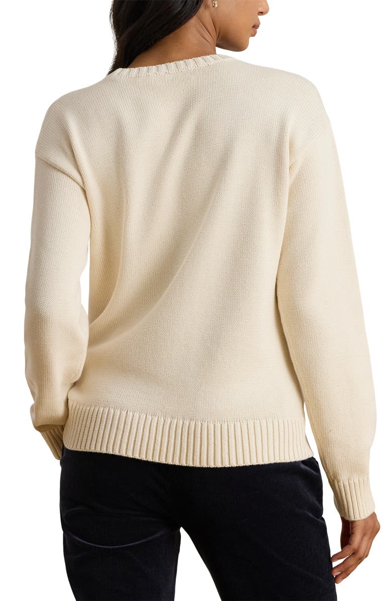 Lauren Ralph Lauren Intarsia Golden Retriever Cotton Sweater, Alternate, color, 