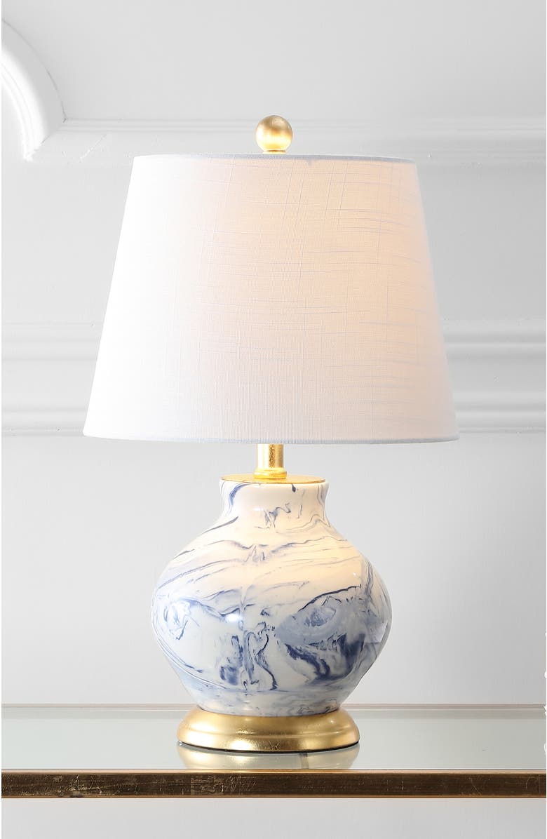 JONATHAN Y Holly Marbleized Ceramic LED Table Lamp, Alternate, color, Blue/White