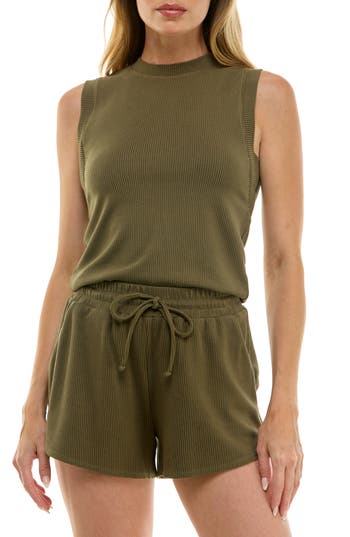 Urban Social Rib Tank Top In Green