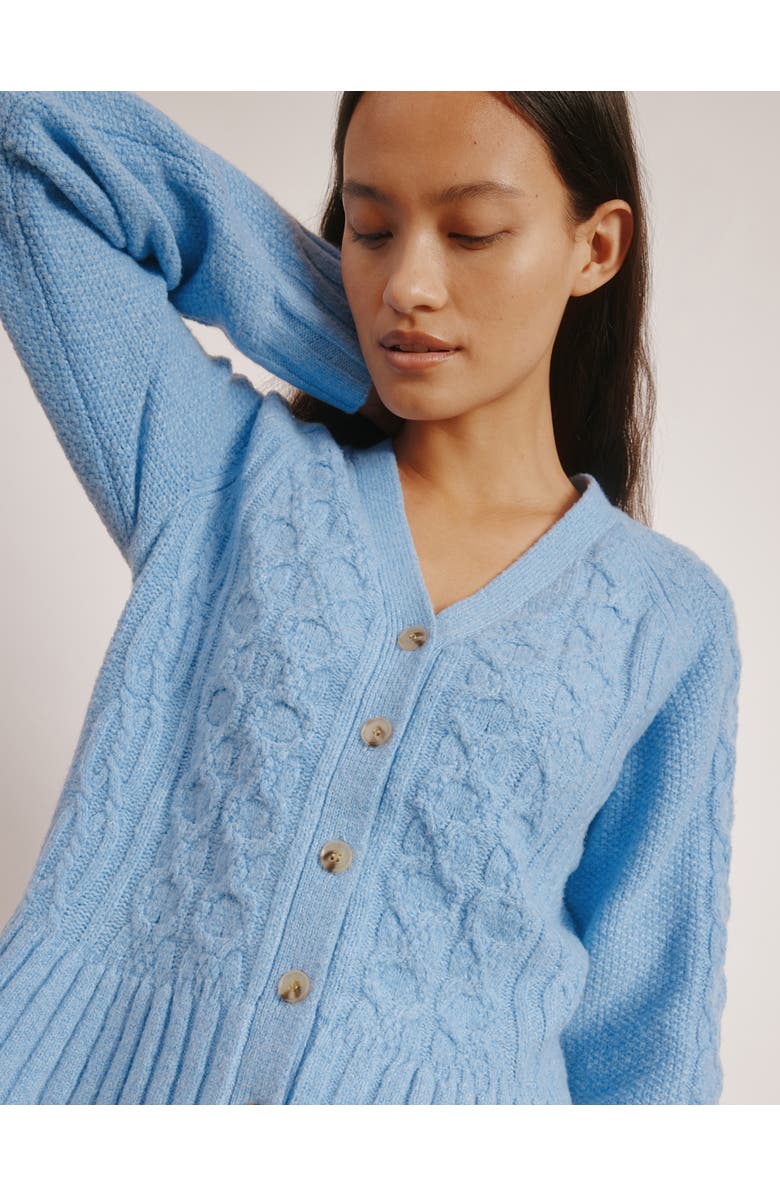 Albaray Cable Peplum Cardigan, Alternate, color, Blue