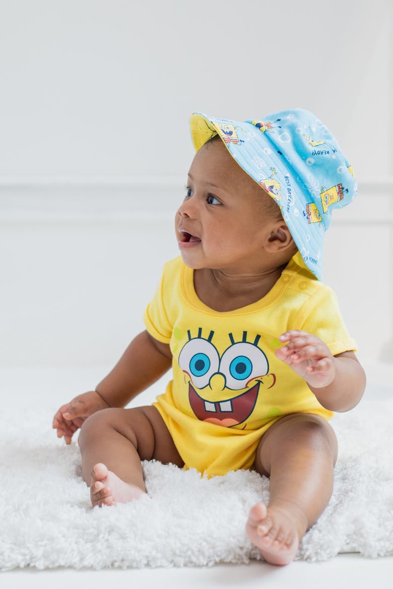 2-piece Romper And Hat Set (baby), Alternate, color, SpongeBob Yellow Blue