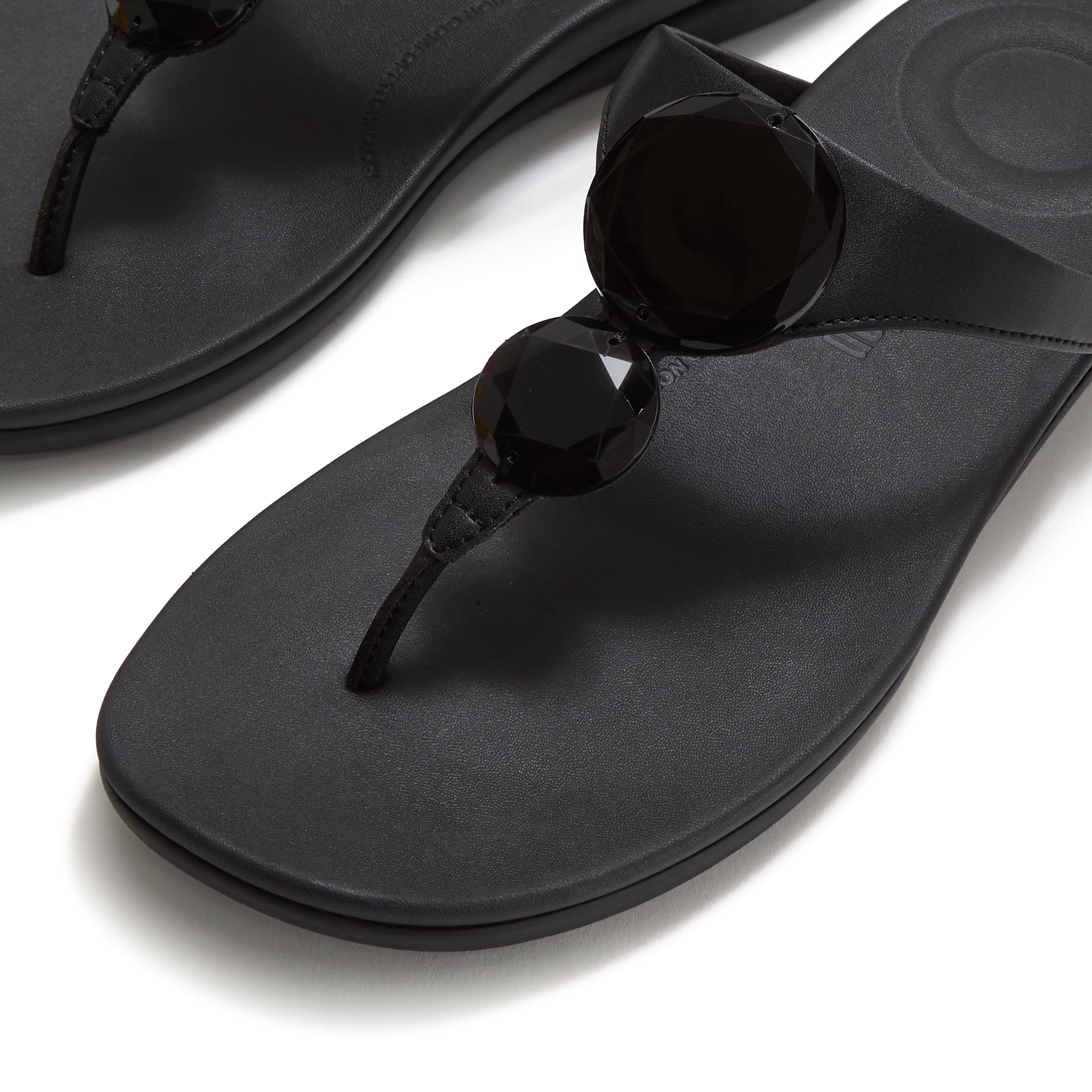 FitFlop Solay Glossy-Disc Toe-Post, Alternate, color, Black
