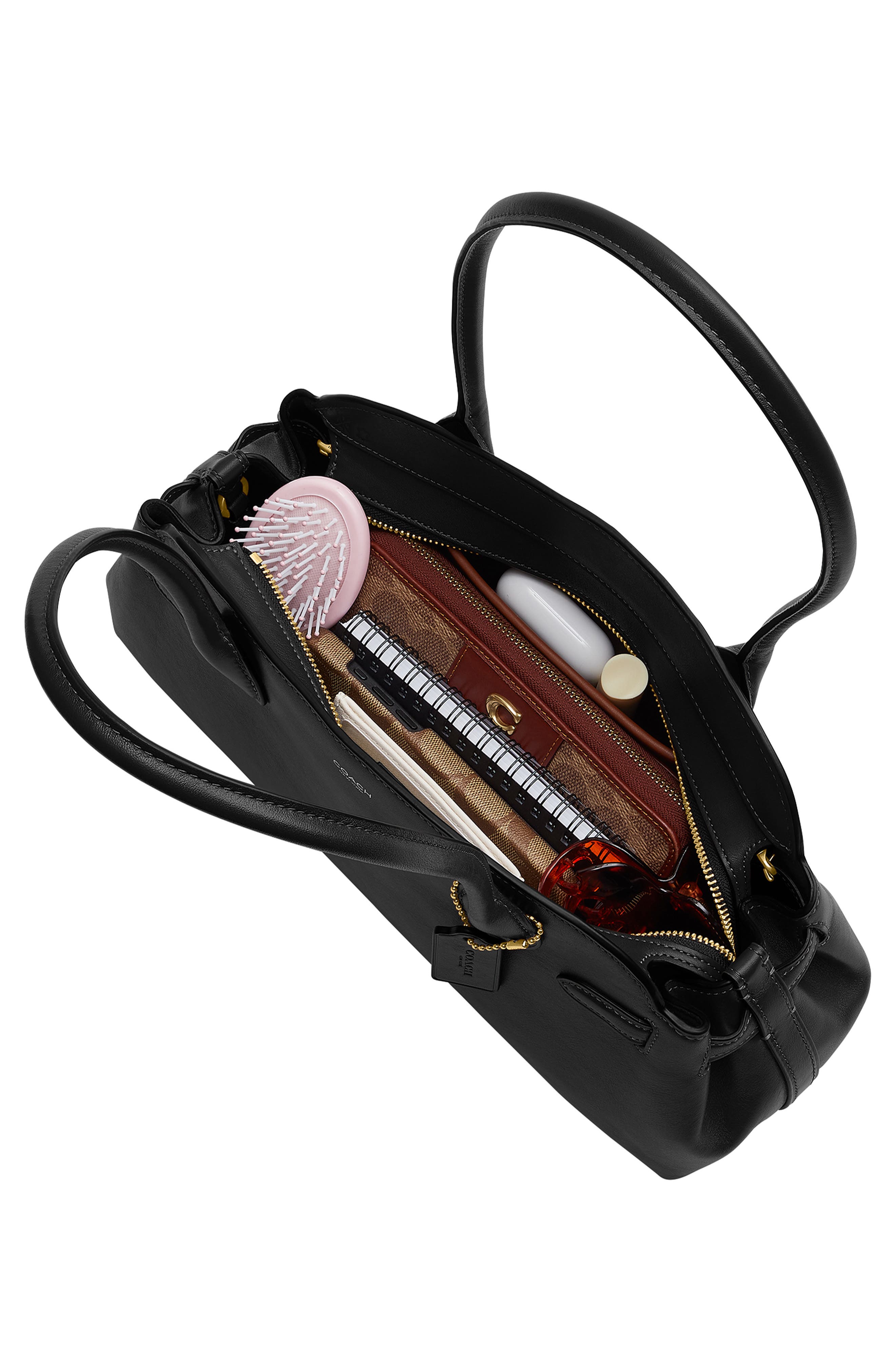 COACH Empire 34 Leather Carryall Bag, Alternate, color, B4/Black