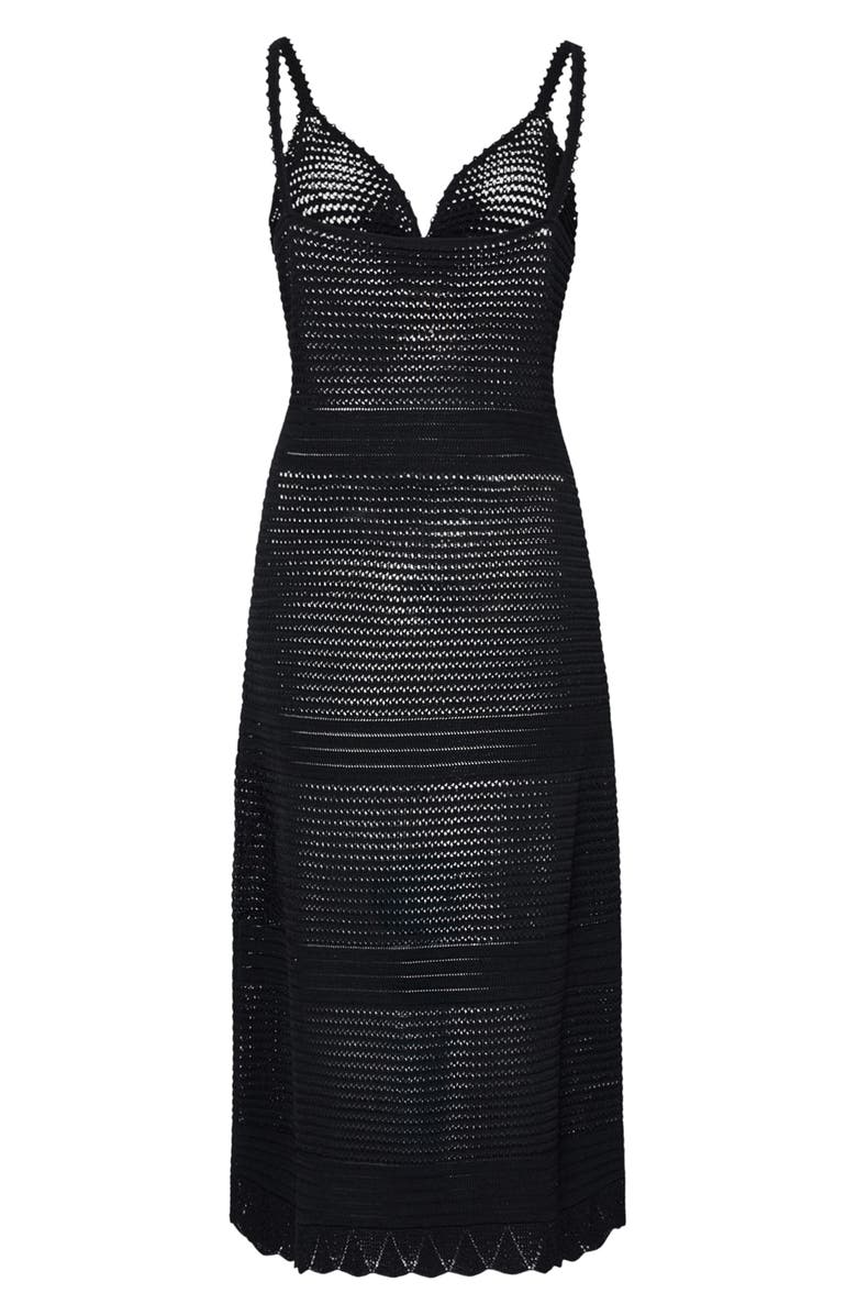 Milly Open Knit Cover-Up Dress, Alternate, color, Black