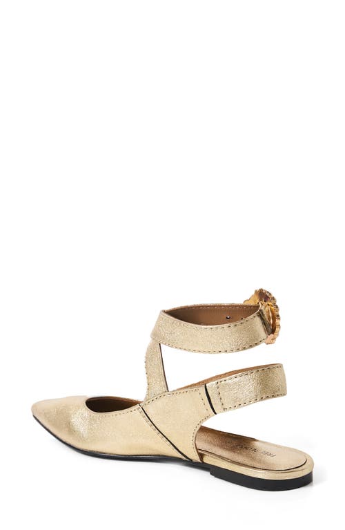 Free People Parisa Ankle Strap Pointed Toe Flat In Champagne Metallic